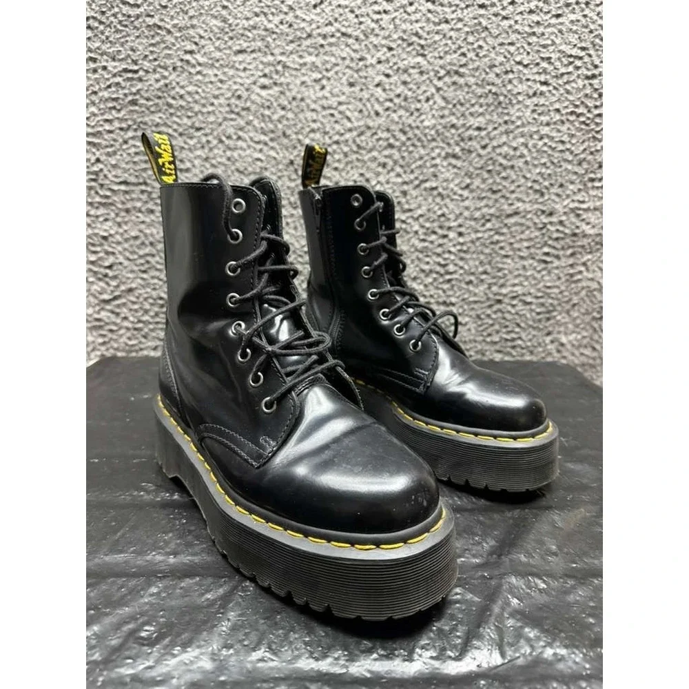 Dr. Martens Jadon Polished Smooth Leather Platform Boots‎ Black US M 6/W 7